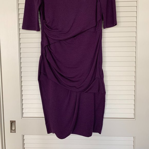 Sportmax dress by Max Mara, eggplant, short sleeve, stretch fit, size L - Picture 3 of 10